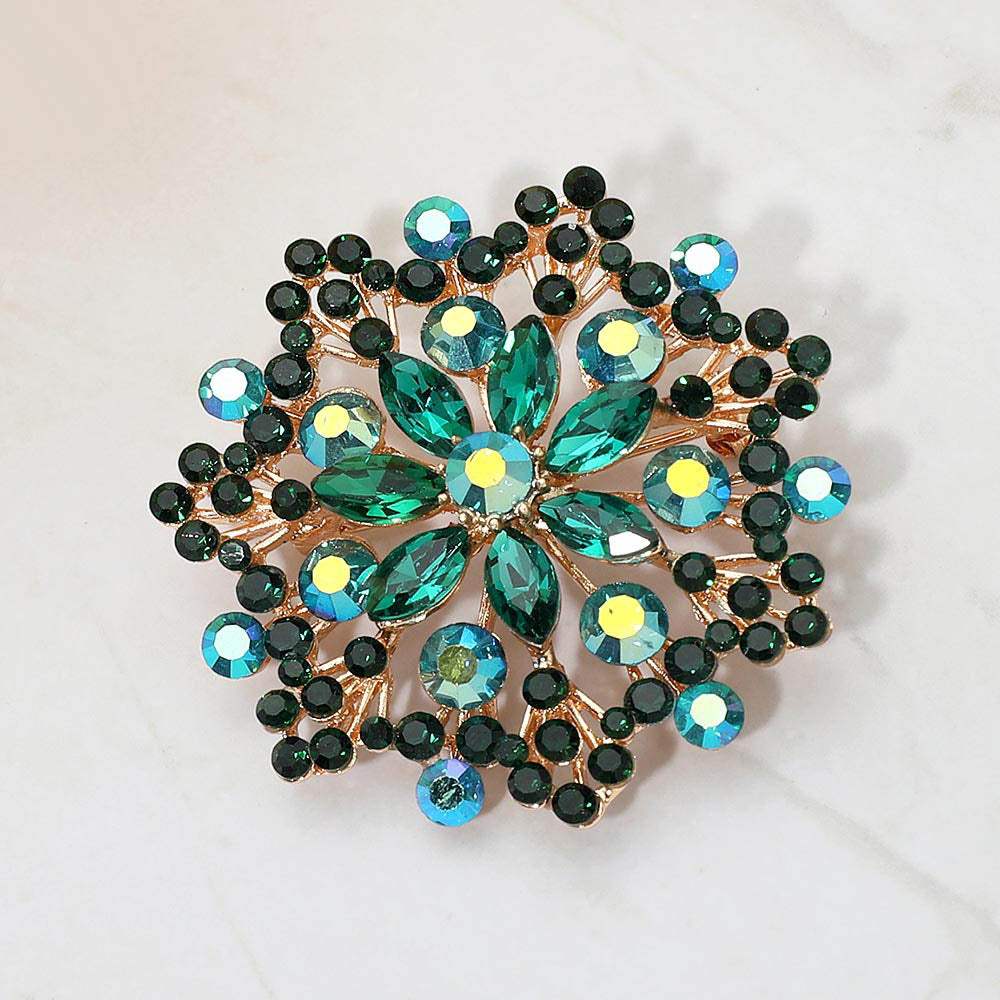 Floral Rhinestone Cluster Pin Brooch - Madeline Love - Flyclothing LLC