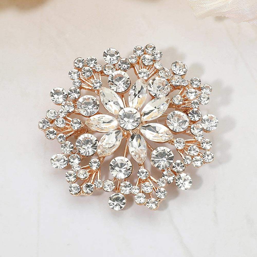 Floral Rhinestone Cluster Pin Brooch - Madeline Love - Flyclothing LLC