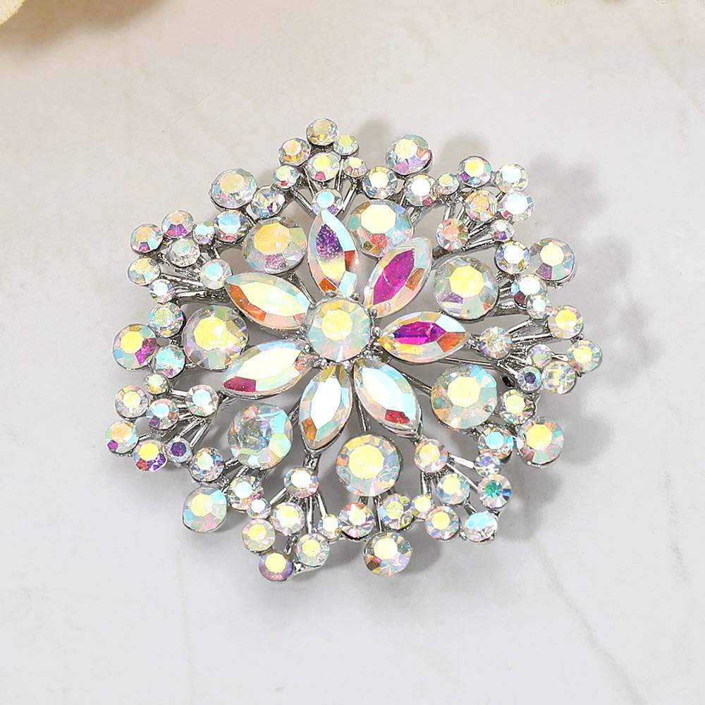 Floral Rhinestone Cluster Pin Brooch - Madeline Love - Flyclothing LLC