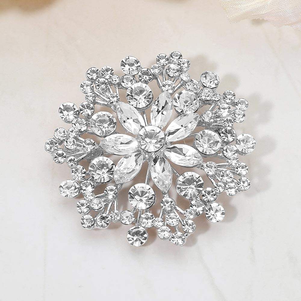 Floral Rhinestone Cluster Pin Brooch - Madeline Love - Flyclothing LLC