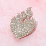 Rhinestone Pave Flame Heart Pin Brooch - Madeline Love - Flyclothing LLC