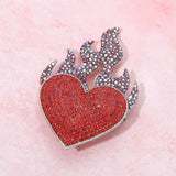 Rhinestone Pave Flame Heart Pin Brooch - Madeline Love - Flyclothing LLC