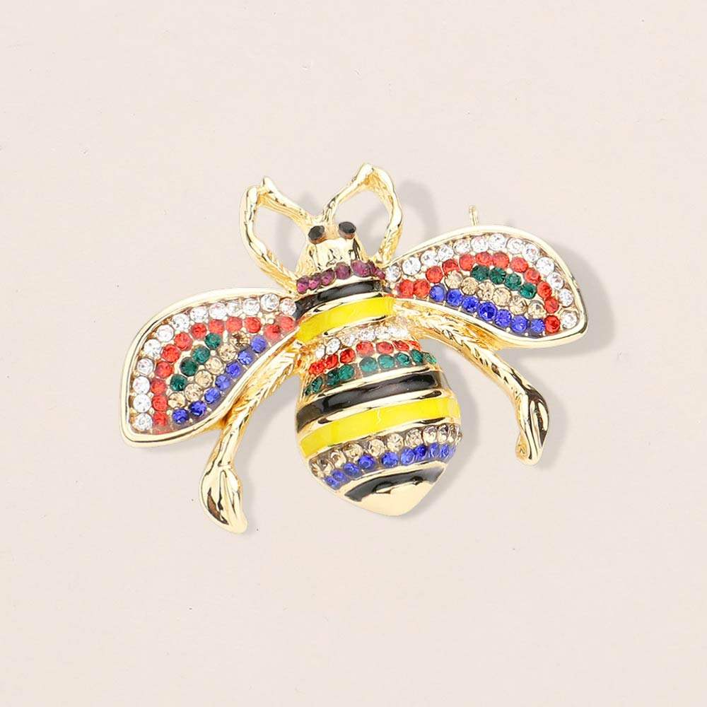 Crystal Paved Honey Bee Pin Brooch - Madeline Love - Flyclothing LLC