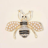 Pearl Crystal Embellished Tiny Pearl Wing Honey Bee brooch - Madeline Love - Flyclothing LLC