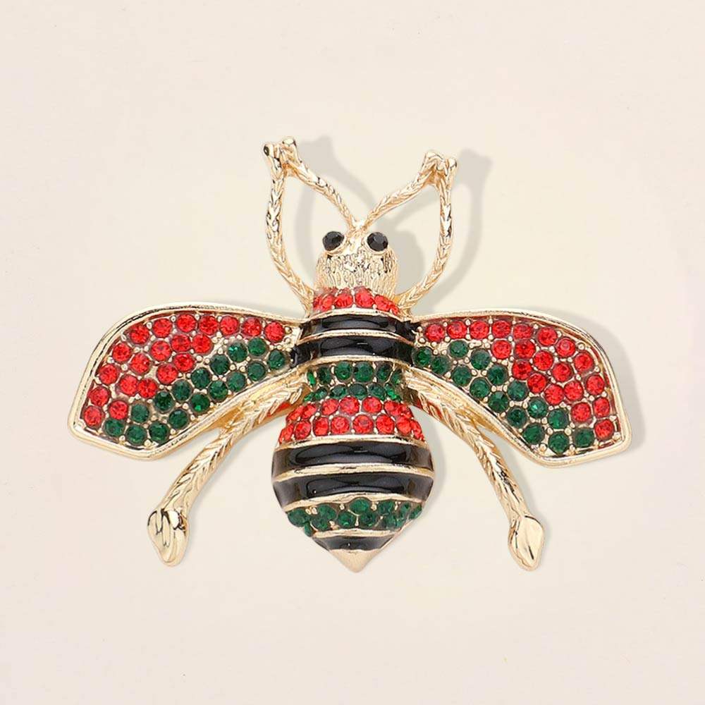 Pearl Crystal Embellished Tiny Pearl Wing Honey Bee brooch - Madeline Love - Flyclothing LLC