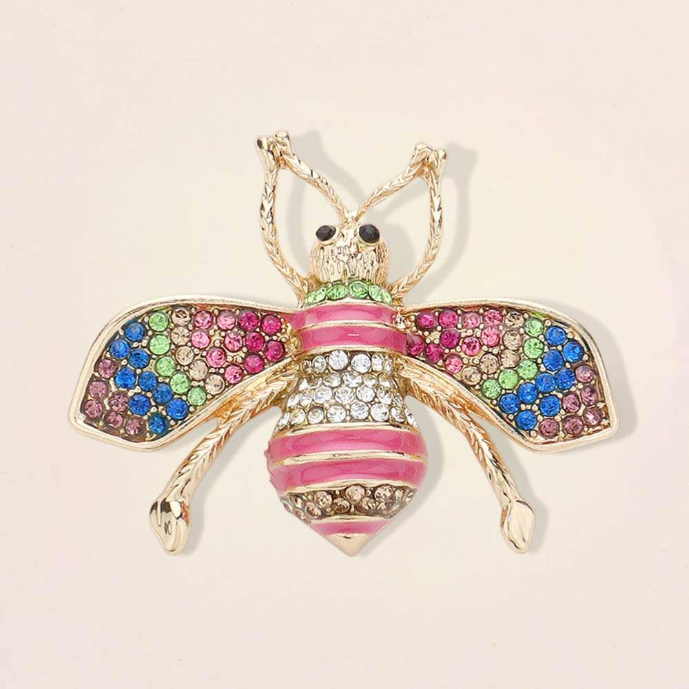Pearl Crystal Embellished Tiny Pearl Wing Honey Bee brooch - Madeline Love - Flyclothing LLC