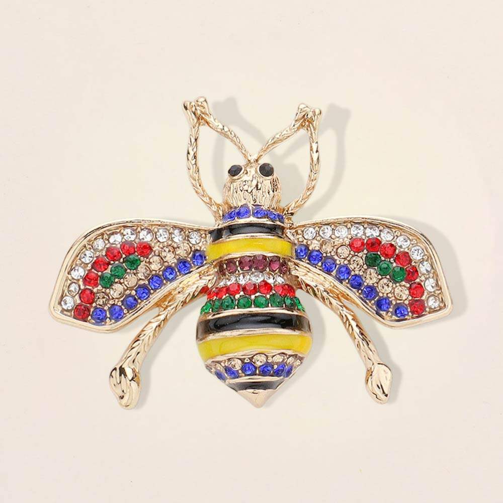 Crystal Embellished Honey Bee brooch - Madeline Love - Flyclothing LLC