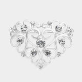 Stone Embellished Metal Heart Pin Brooch - Madeline Love - Flyclothing LLC
