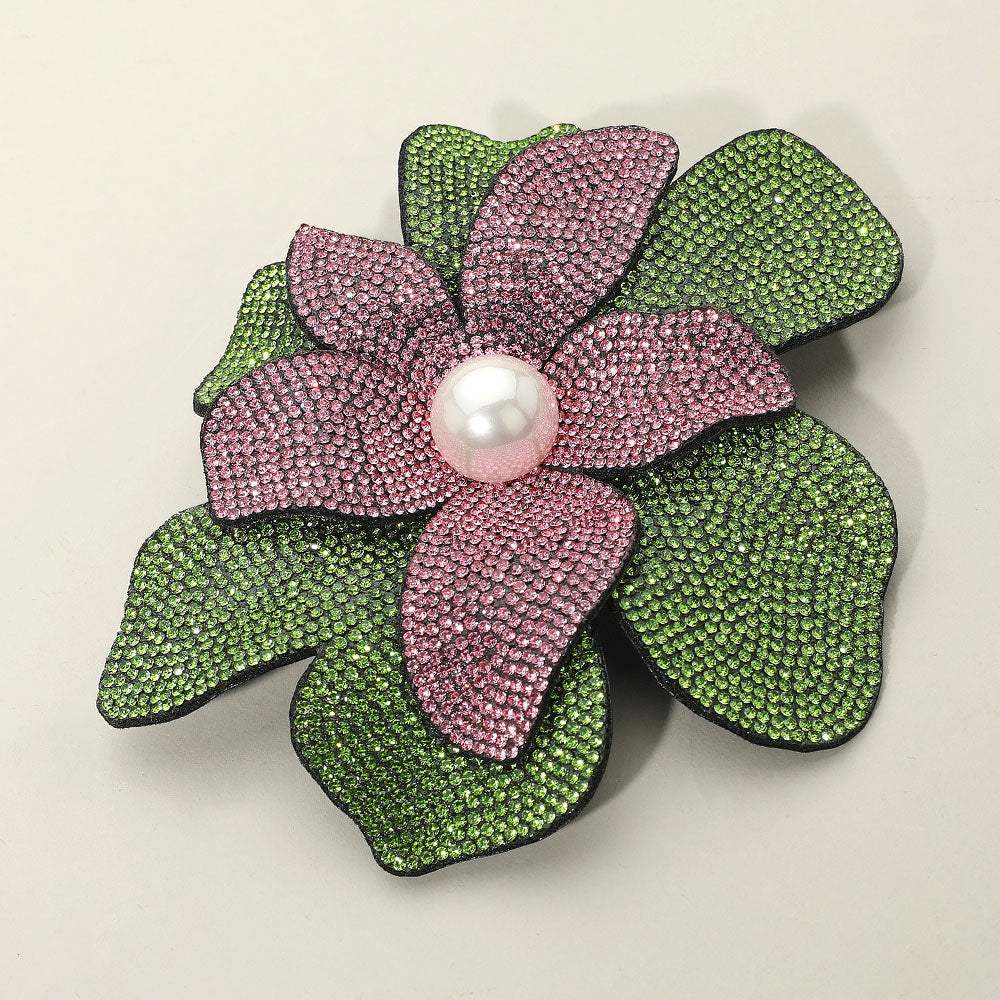 Pearl Accent Bling Studded Flower Pin Brooch Alligator Snap Hair Clip - Madeline Love - Flyclothing LLC