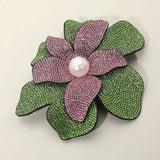 Pearl Accent Bling Studded Flower Pin Brooch Alligator Snap Hair Clip - Madeline Love - Flyclothing LLC