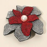 Pearl Accent Bling Studded Flower Pin Brooch Alligator Snap Hair Clip - Madeline Love - Flyclothing LLC