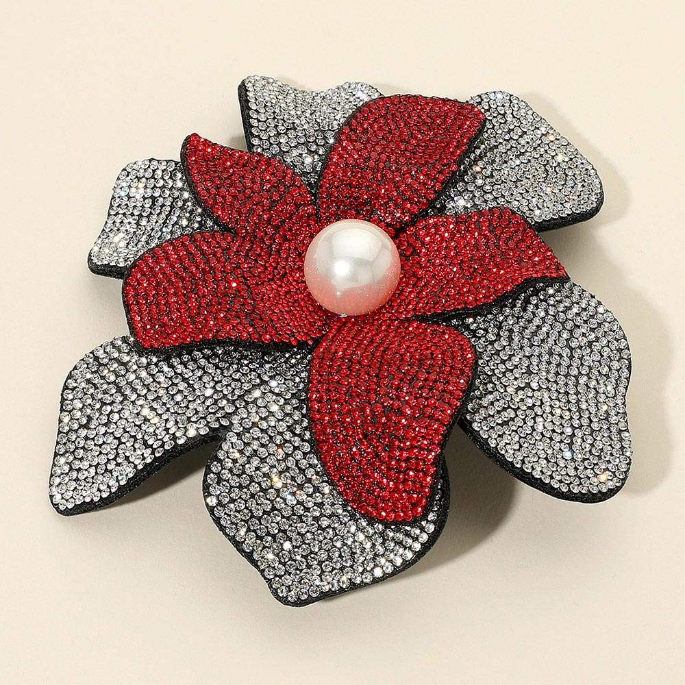 Pearl Accent Bling Studded Flower Pin Brooch Alligator Snap Hair Clip - Madeline Love - Flyclothing LLC