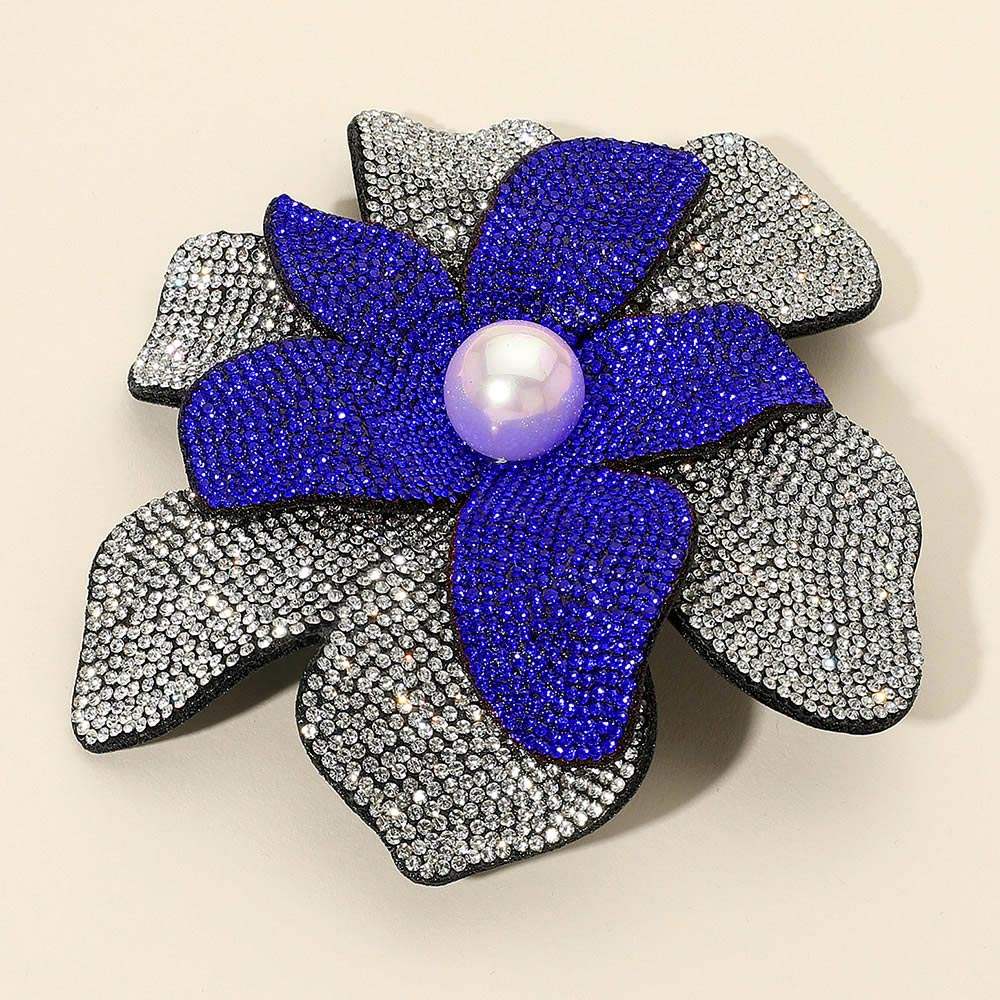 Pearl Accent Bling Studded Flower Pin Brooch Alligator Snap Hair Clip - Madeline Love - Flyclothing LLC