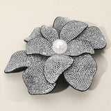 Pearl Accent Bling Studded Flower Pin Brooch Alligator Snap Hair Clip - Madeline Love - Flyclothing LLC