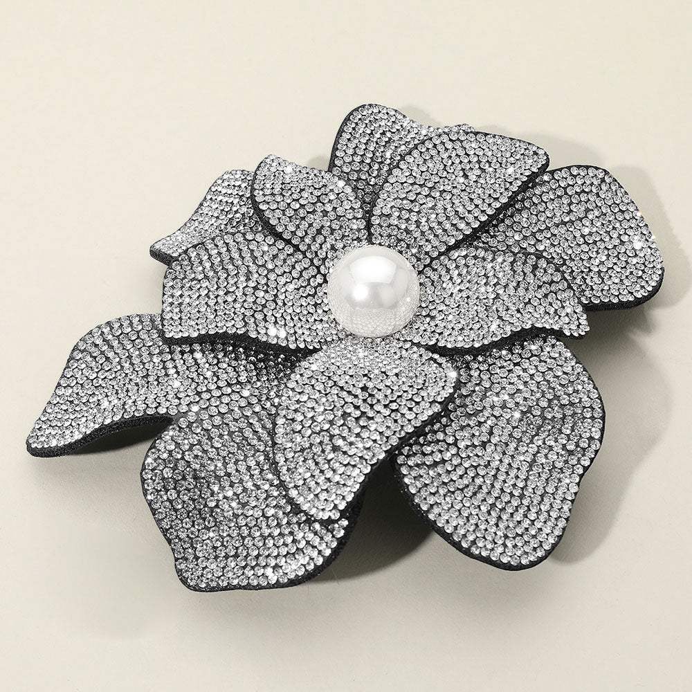 Pearl Accent Bling Studded Flower Pin Brooch Alligator Snap Hair Clip - Madeline Love - Flyclothing LLC