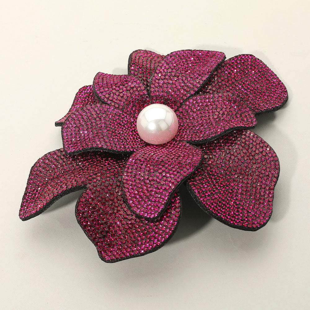 Pearl Accent Bling Studded Flower Pin Brooch Alligator Snap Hair Clip - Madeline Love - Flyclothing LLC