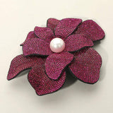 Pearl Accent Bling Studded Flower Pin Brooch Alligator Snap Hair Clip - Madeline Love - Flyclothing LLC