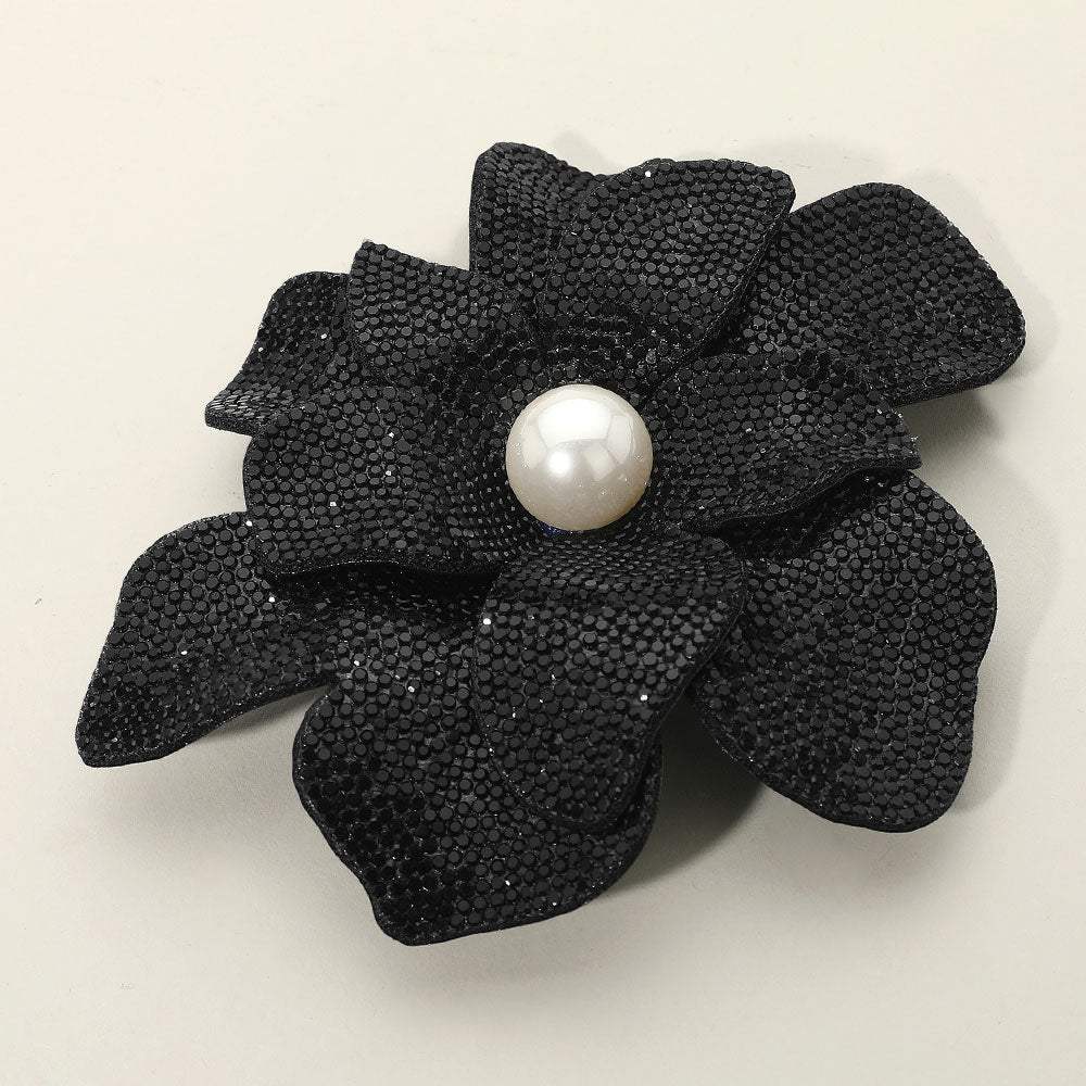 Pearl Accent Bling Studded Flower Pin Brooch Alligator Snap Hair Clip - Madeline Love - Flyclothing LLC