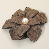 Pearl Accent Bling Studded Flower Pin Brooch Alligator Snap Hair Clip - Madeline Love - Flyclothing LLC