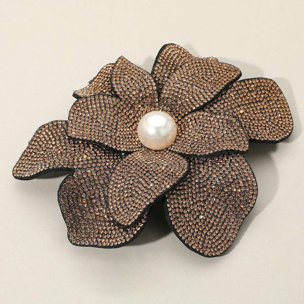 Pearl Accent Bling Studded Flower Pin Brooch Alligator Snap Hair Clip - Madeline Love - Flyclothing LLC
