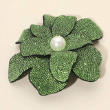Pearl Accent Bling Studded Flower Pin Brooch Alligator Snap Hair Clip - Madeline Love - Flyclothing LLC