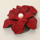 Pearl Accent Bling Studded Flower Pin Brooch Alligator Snap Hair Clip - Madeline Love - Flyclothing LLC