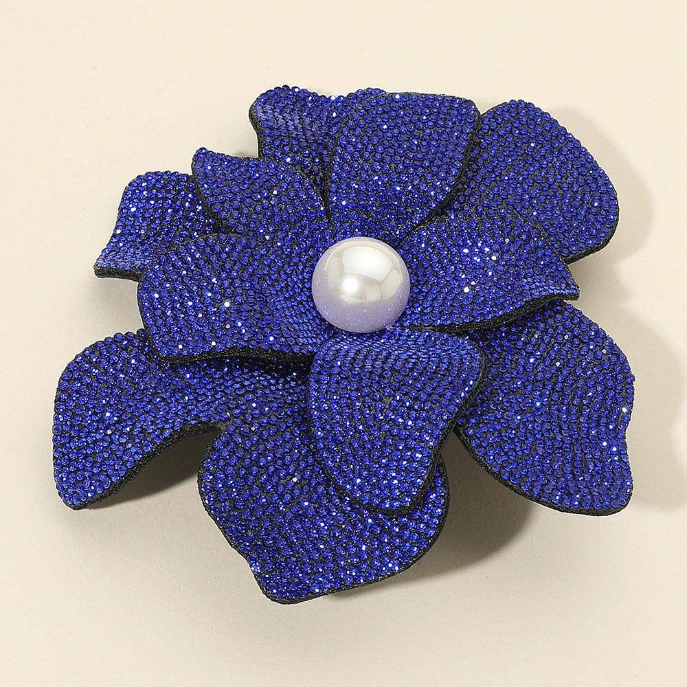Pearl Accent Bling Studded Flower Pin Brooch Alligator Snap Hair Clip - Madeline Love - Flyclothing LLC