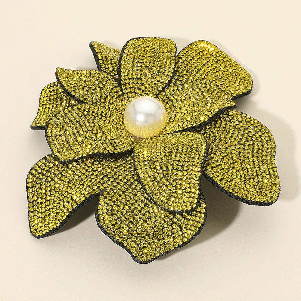 Pearl Accent Bling Studded Flower Pin Brooch Alligator Snap Hair Clip - Madeline Love - Flyclothing LLC