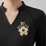 I LOVE SOCCER Rhinestone Pave Pin Brooch - Madeline Love - Flyclothing LLC