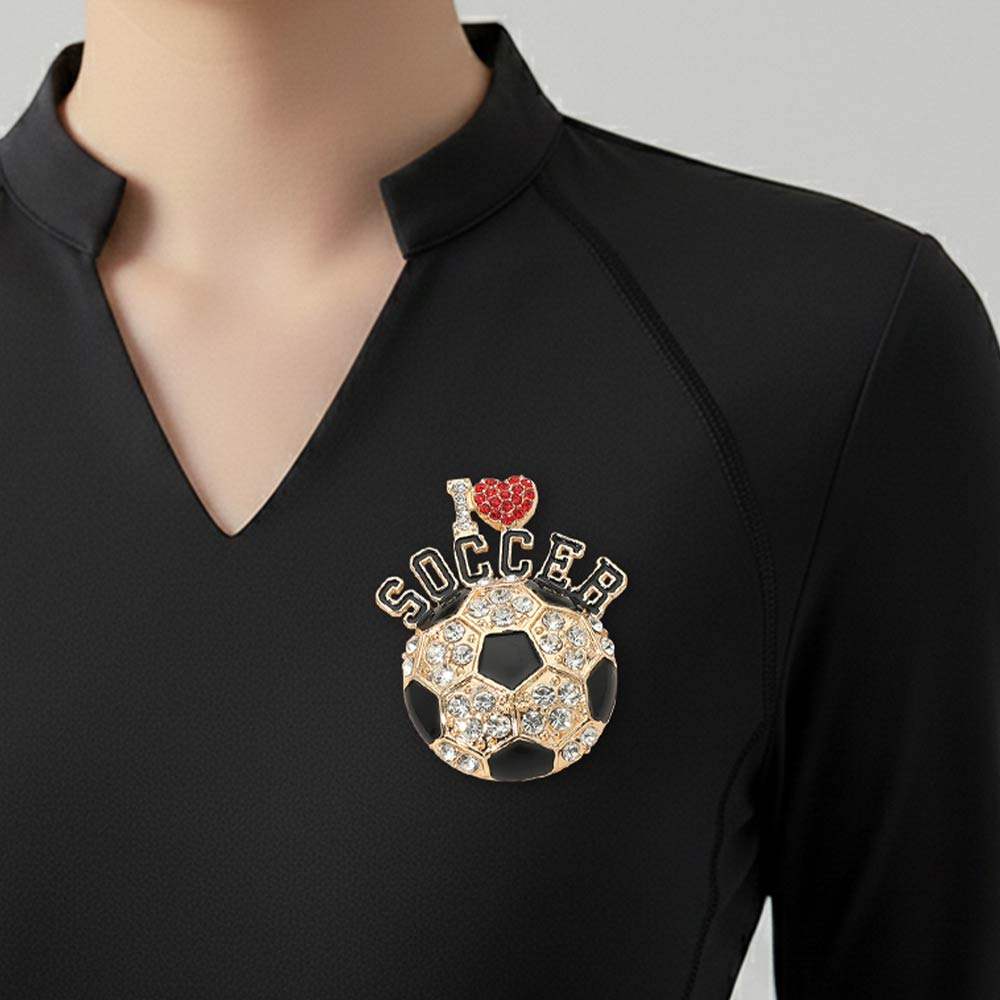 I LOVE SOCCER Rhinestone Pave Pin Brooch - Madeline Love - Flyclothing LLC