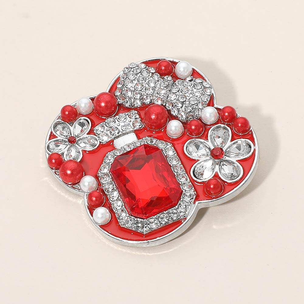 Floral Pearl Bow Embellished Pin Brooch - Madeline Love - Flyclothing LLC