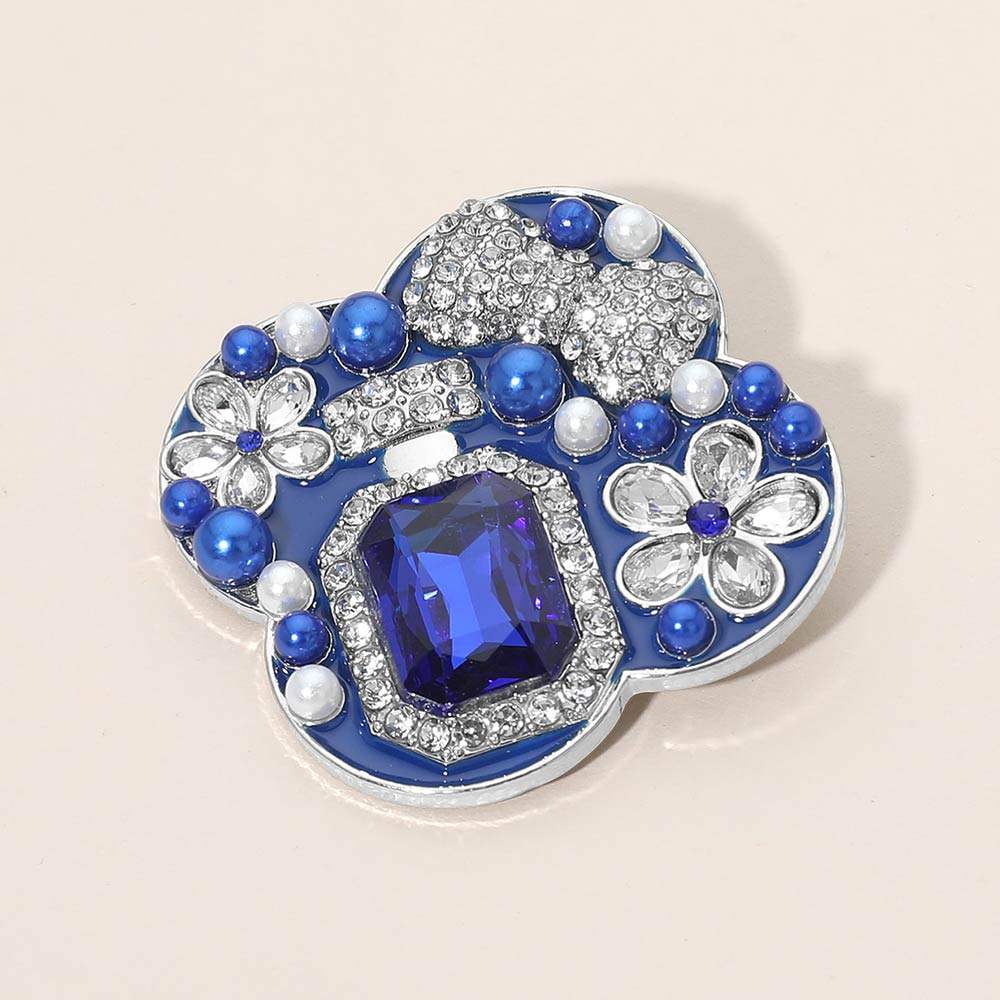 Floral Pearl Bow Embellished Pin Brooch - Madeline Love - Flyclothing LLC