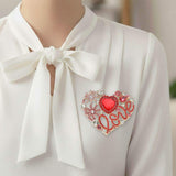 Rhinestone Embellished Heart Pin Brooch - Madeline Love - Flyclothing LLC