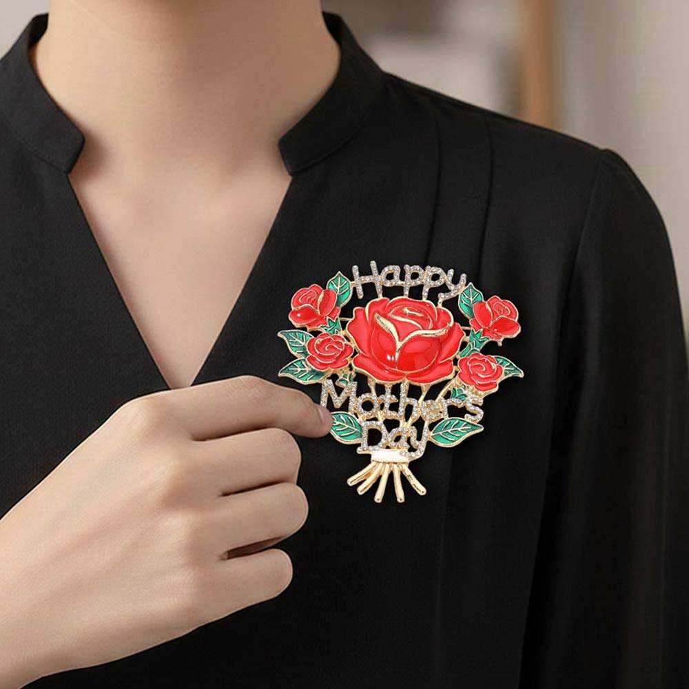 HAPPY MOTHERS DAY Rose Bouquet Pin Brooch - Madeline Love - Flyclothing LLC