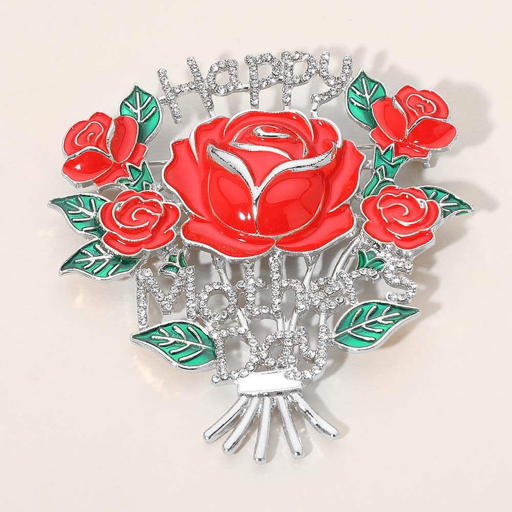 HAPPY MOTHERS DAY Rose Bouquet Pin Brooch - Madeline Love - Flyclothing LLC