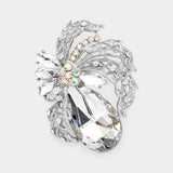 Teardrop Stone Accented Leaf Pin Brooch - Madeline Love - Flyclothing LLC