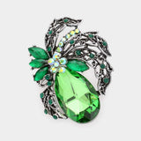 Teardrop Stone Accented Leaf Pin Brooch - Madeline Love - Flyclothing LLC