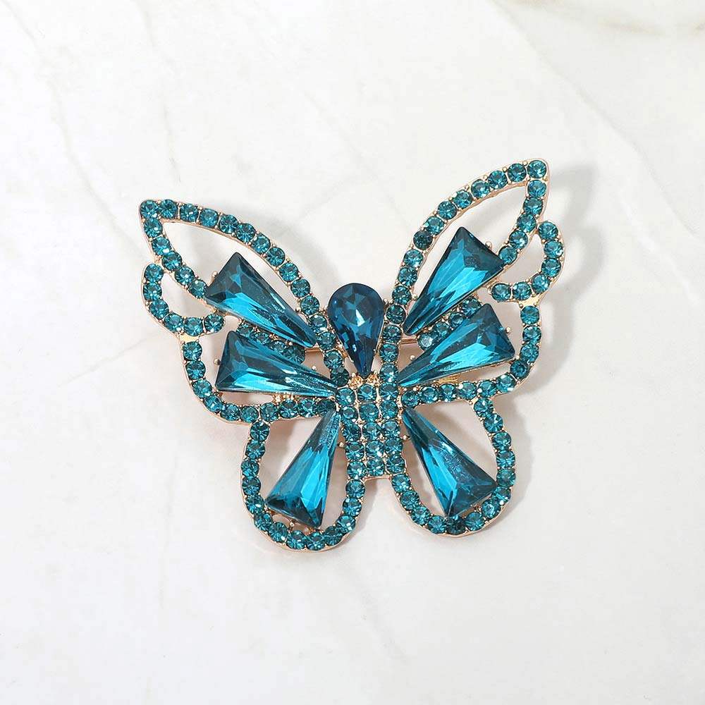 Stone Cluster Butterfly Pin Brooch - Madeline Love - Flyclothing LLC