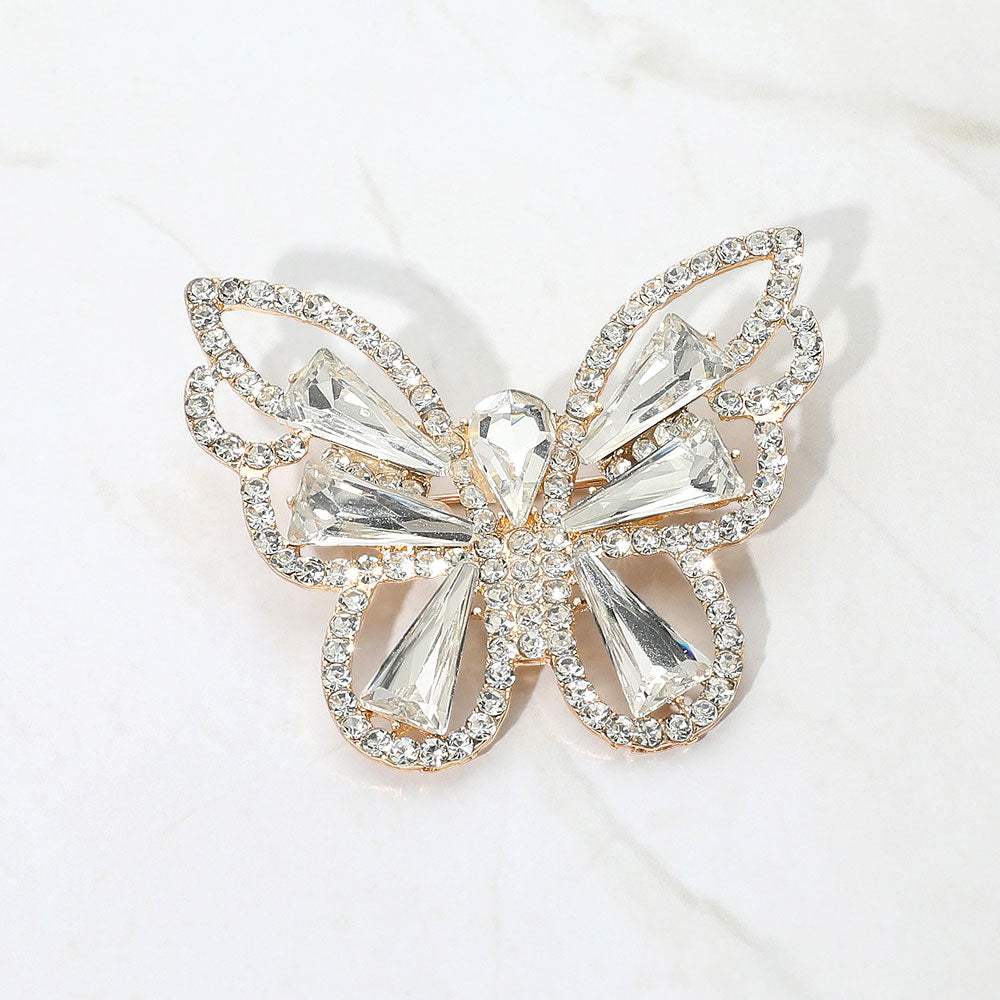 Stone Cluster Butterfly Pin Brooch - Madeline Love - Flyclothing LLC