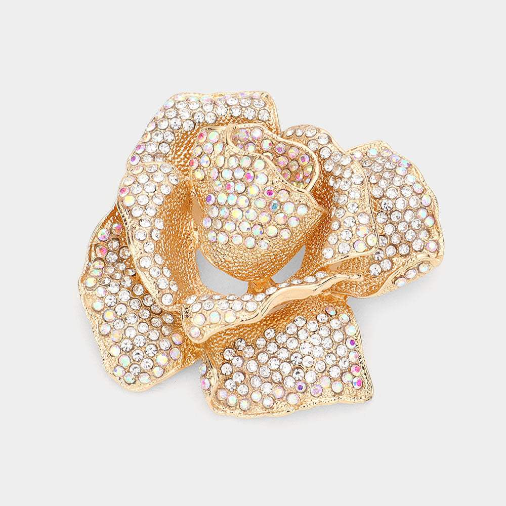 Crystal Pave Rose Brooch - Madeline Love - Flyclothing LLC