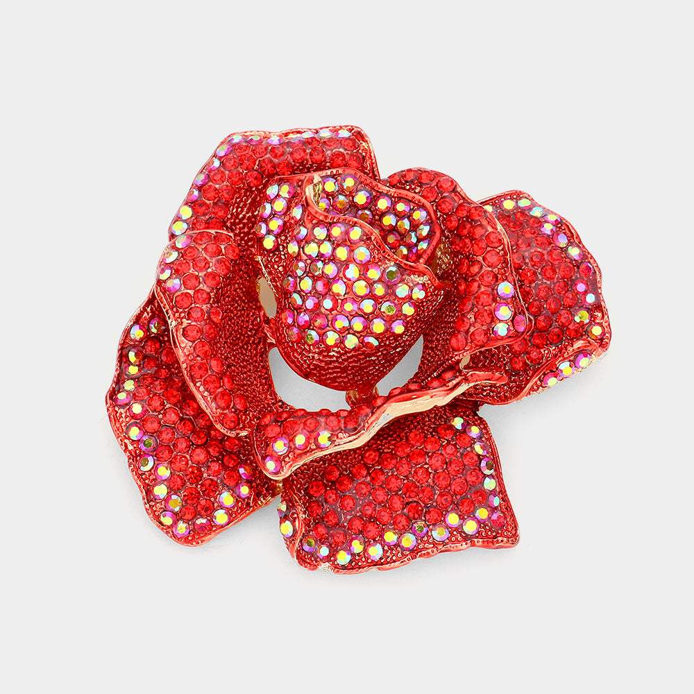 Crystal Pave Rose Brooch - Madeline Love - Flyclothing LLC