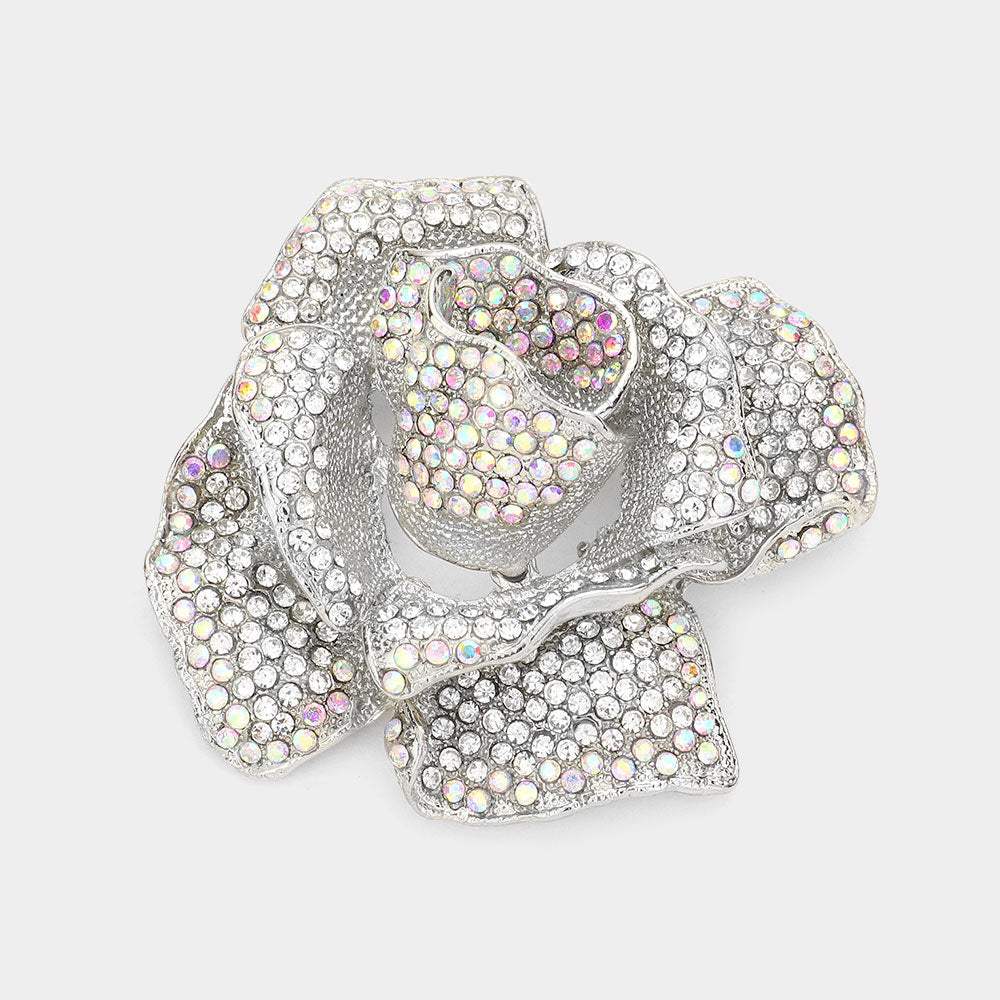 Crystal Pave Rose Brooch - Madeline Love - Flyclothing LLC