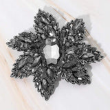 Oval Stone Center Rhinestone Studded Floral Statement Pin Brooch - Madeline Love - Flyclothing LLC