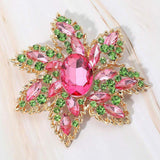 Oval Stone Center Rhinestone Studded Floral Statement Pin Brooch - Madeline Love - Flyclothing LLC
