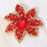 Oval Stone Center Rhinestone Studded Floral Statement Pin Brooch - Madeline Love - Flyclothing LLC