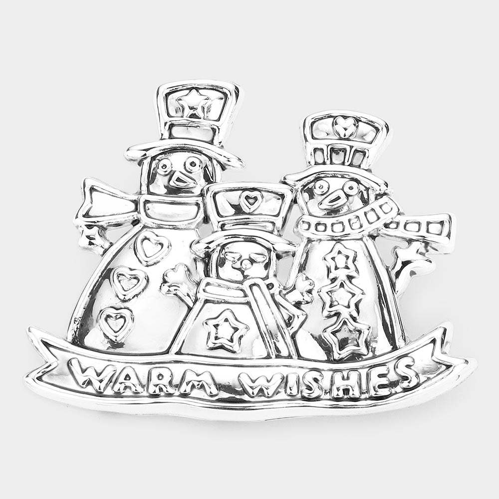 Triple Metal Snowman Pin Brooch Pendant - Madeline Love - Flyclothing LLC