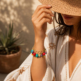 Zion Colorful Stone Charm Golden Bracelet - Barse Jewelry - Flyclothing LLC