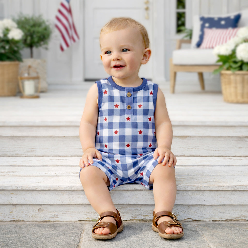 Americana Bamboo Short Baby Romper - 4th of July - Tesa Babe - Flyclothing LLC
