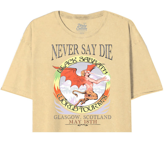 Black Sabbath-Never Say Tour Oversized Crop Tee - Black Sabbath