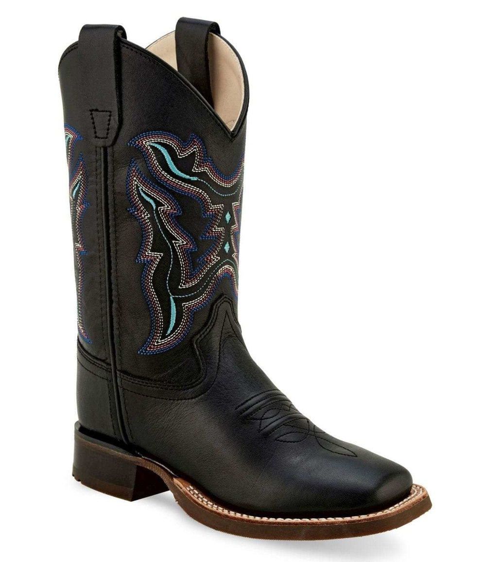 Old West Black Youth’s Broad Square Toe Boots - Old West